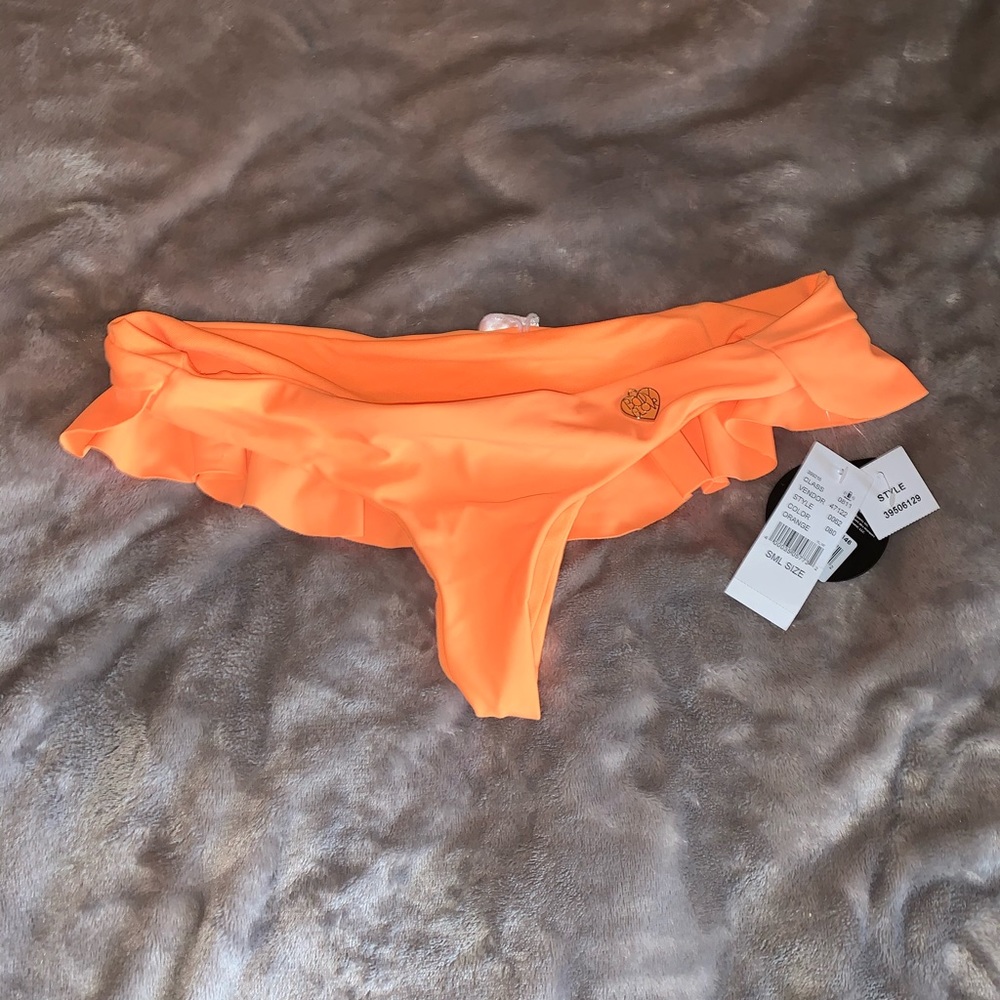 Bright Orange Body Glove Ruffle Bikini Bottoms